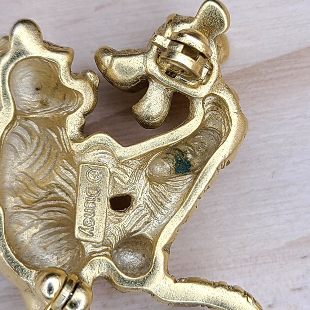 Disney Winnie The Pooh & Tigger Gold Tone Enamel Brooch Pin Vintage Signed - Picture 10 of 10